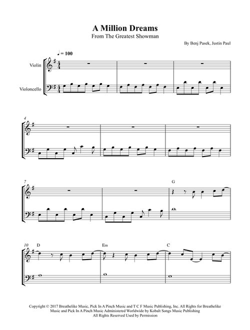 A Million Dreams (Arr. Wesley S. SIlva) - Pink (Instrumental Duet)
