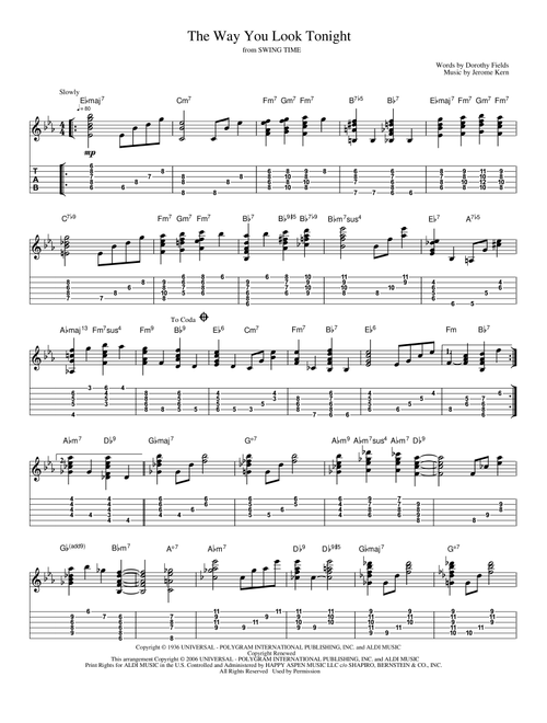 The Way You Look Tonight - Jerome Kern, Dorothy Fields (Solo Guitar)