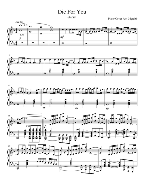 Die For You - Starset - Piano Cover (3dgrabb)