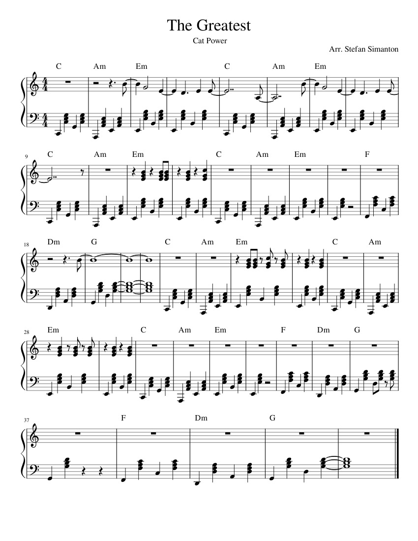 The Greatest Cat Power Piano Sheet music for Piano (Solo)
