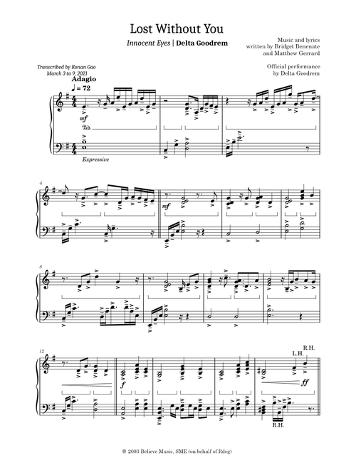 Lost Without You (Acoustic Instrumental) – Delta Goodrem