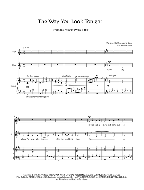 The Way You Look Tonight (Arr. Karen Ivana) - Fred Astaire (Choral, SA)