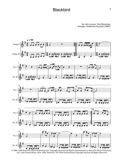 Blackbird (Arr. Guilherme Facchetti) - The Beatles (Violin Duet)