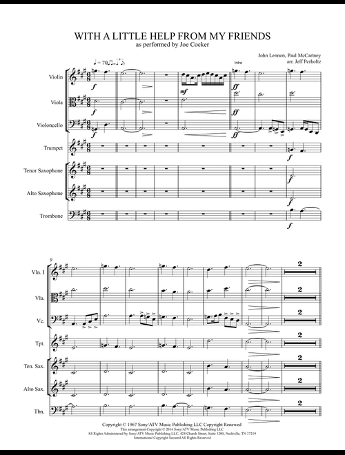 With A Little Help From My Friends (Arr. Jeff Perholtz) - Joe Cocker, The Beatles, Sam And Mark (Large Ensemble)