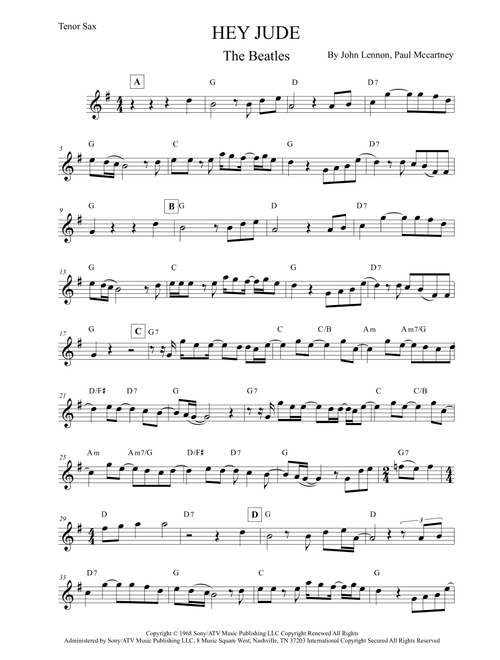 Hey Jude (Arr. Leo Silva) - The Beatles (Tenor Sax Solo)