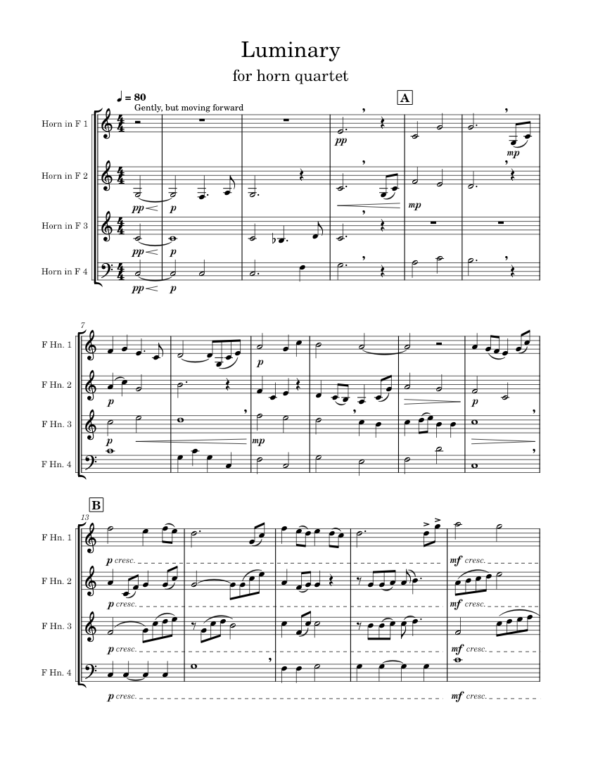 Luminary Sheet music for French horn (Brass Quartet)
