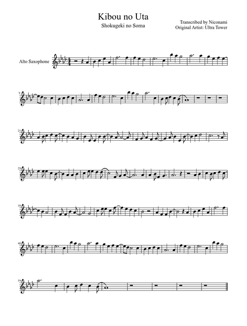 Shokugeki no Soma-Kibou no Uta (Alto Sax)
