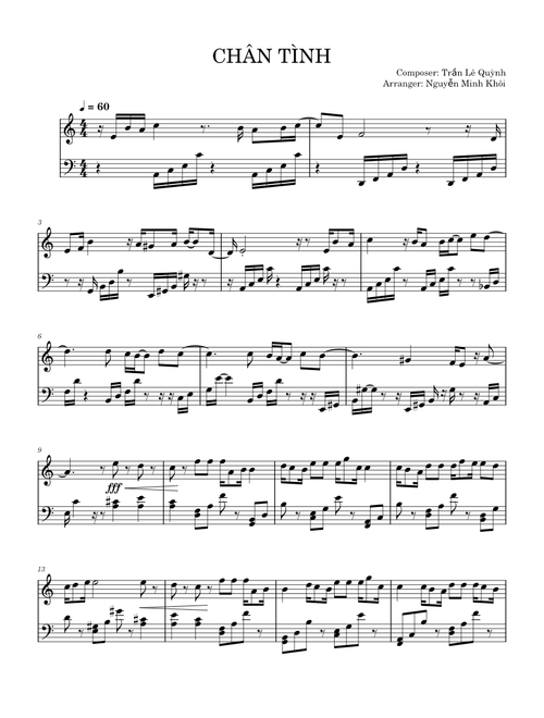 Chân Tình – Trần Lê Quỳnh Untitled score