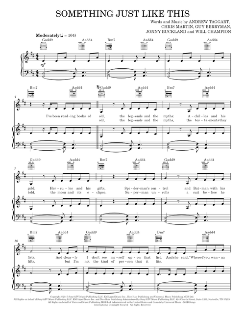 Something Just Like This - The Chainsmokers & Coldplay (Piano-Vocal-Guitar)