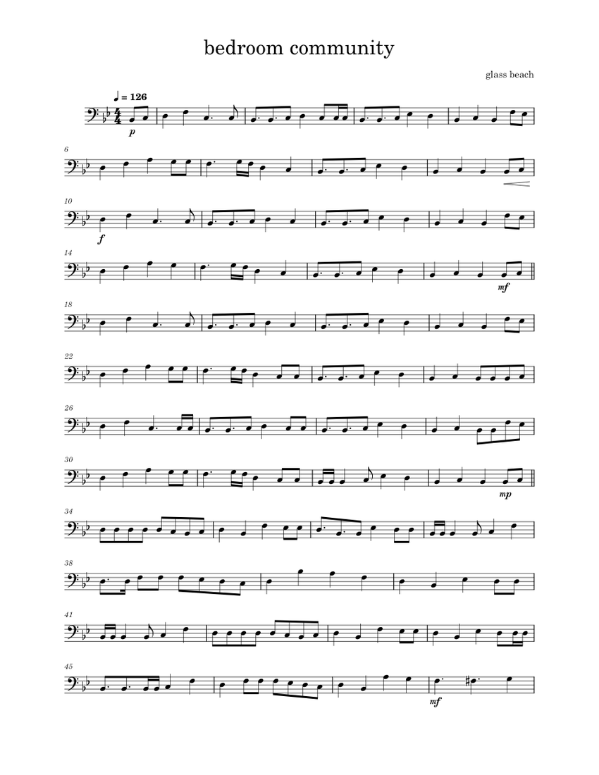 bedroom community glass beach Sheet Music for Trombone (Solo