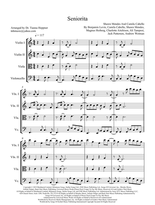 Senorita (Arr. Dr. Tianna Heppner) - Shawn Mendes And Camila Cabello (String Quartet)