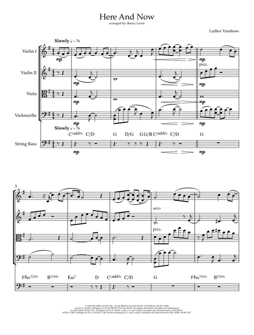 Here And Now (Arr. Sherry Lewis) - Luther Vandross (String Ensemble)