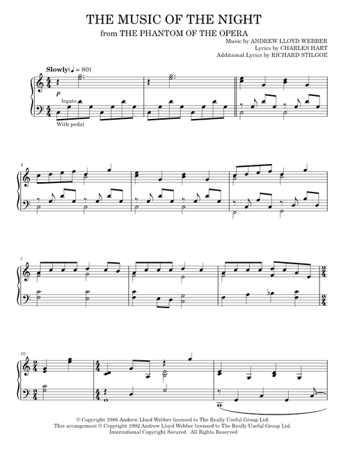 The Music Of The Night (from The Phantom Of The Opera) - Andrew Lloyd Webber (Piano Solo)