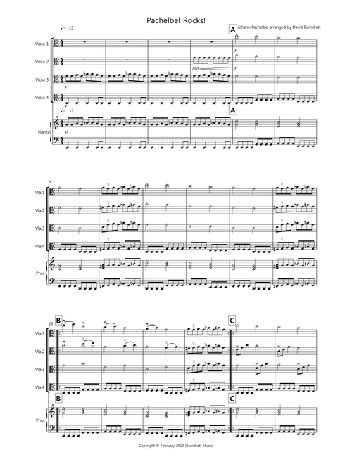 Pachelbel Rocks! for Viola Quartet (Arr. David Burndrett) - Johann Pachelbel (Viola Solo)