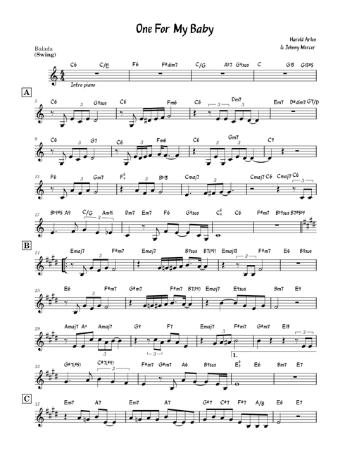 One For My Baby – Frank Sinatra (Lead Sheet)