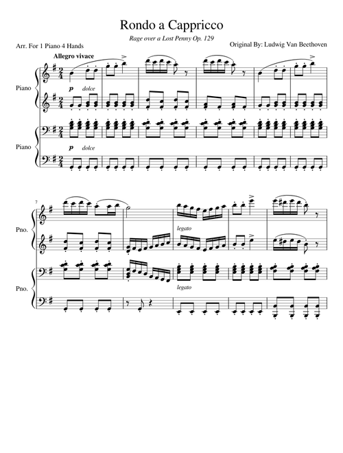 Piano For Four Hands - Rondo a Cappriccio Op. 129