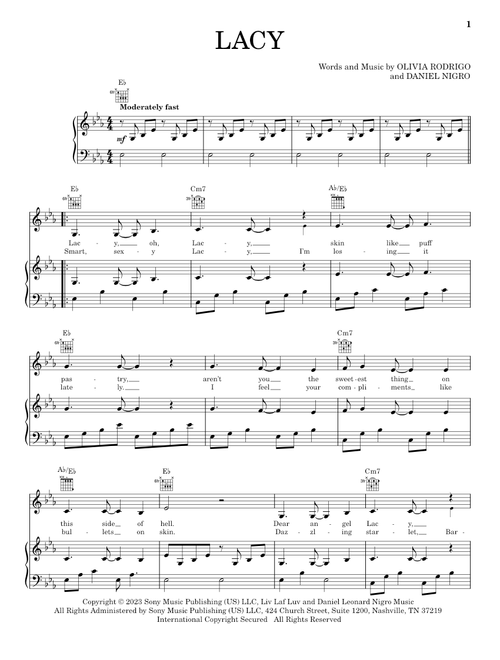 lacy - Olivia Rodrigo (Piano-Vocal-Guitar)