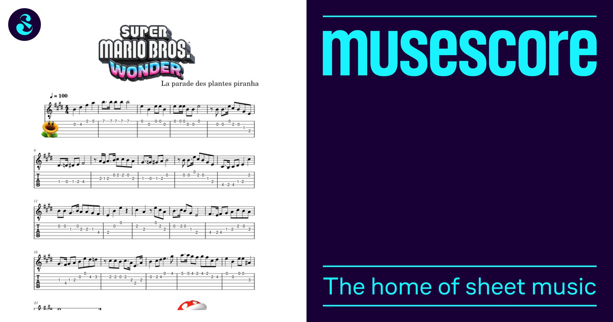 mario wonder Sheet Music and Tab for Guitar (Solo