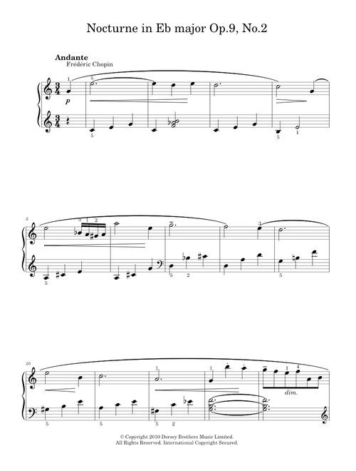 Nocturne In Eb Major, Op. 9, No. 2 - Frederic Chopin (Easy Piano)
