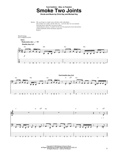 Smoke Two Joints - Sublime (Bass Tab)