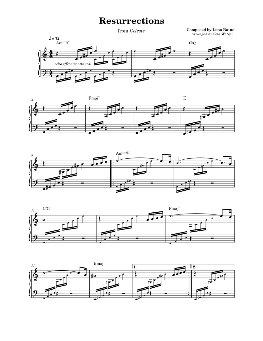 Resurrections Celeste Sheet music for Piano (Piano Duo)
