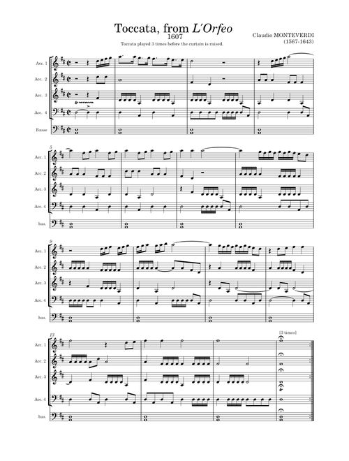 L'Orfeo (SV 318) Toccata – Claudio Monteverdi