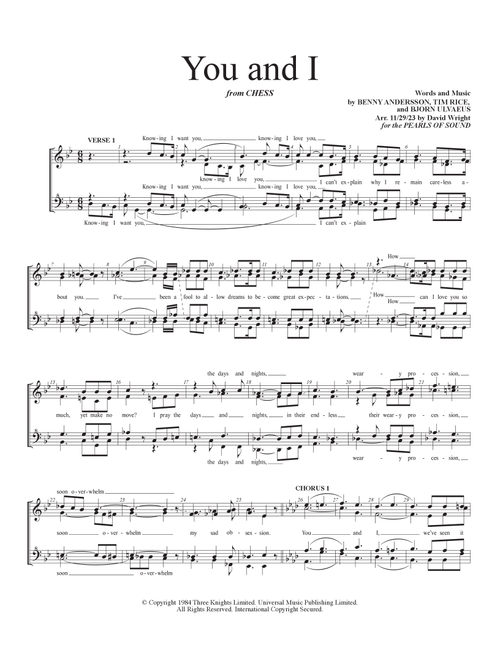 You And I (Arr. David Wright) - Benny Andersson (Barbershop Quartet)