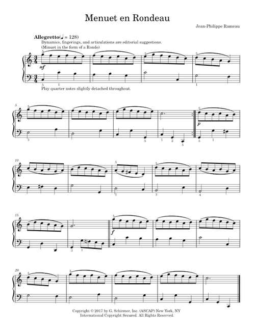 Menuet en Rondeau - Jean-Philippe Rameau (Piano Solo)