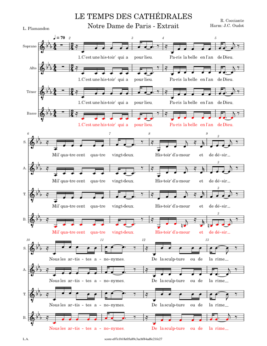 LE_TEMPS_DES_CATHÉDRALES B Sheet music for Soprano,