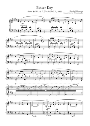 better day – Haruka Nakamura Sheet Music for Piano (Solo) easy