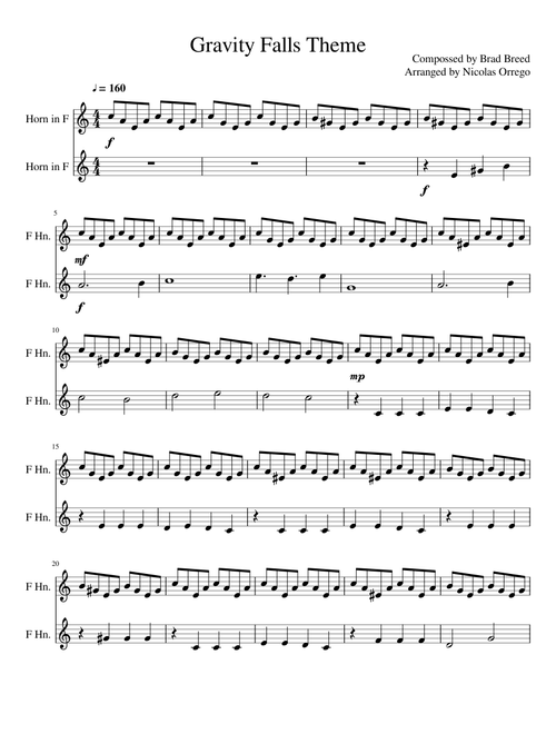 Gravity Falls Theme for French Horn (Duet)
