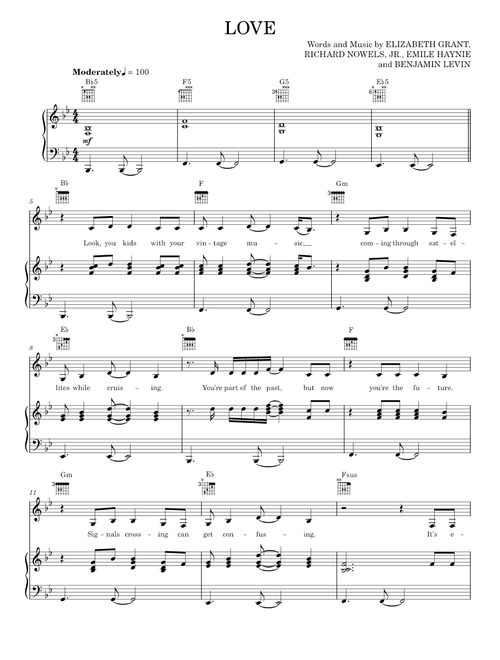 Love - Lana Del Rey (Piano-Vocal-Guitar)