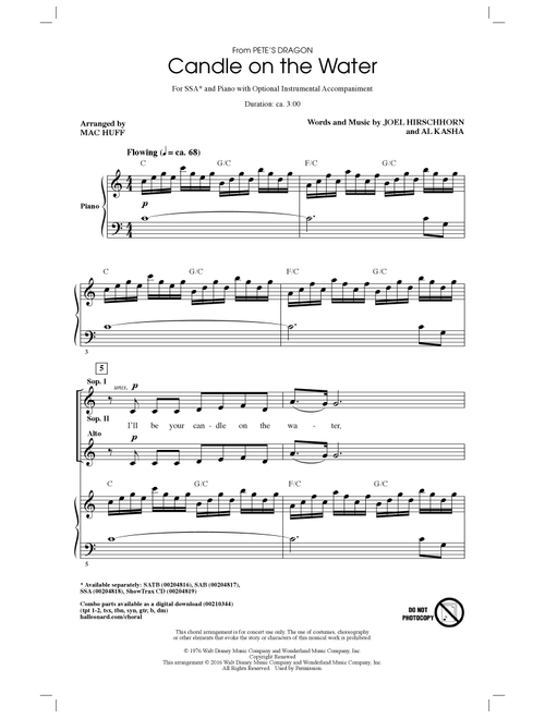 Candle On The Water (from Pete's Dragon) (arr. Mac Huff) - Helen Reddy (Choral, SSA)