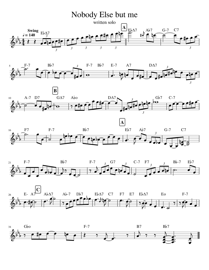 Nobody Else but me written solo Sheet Music with Chords for