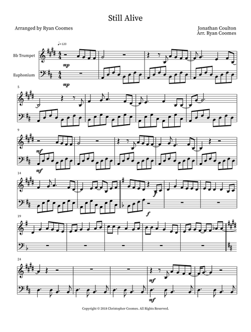 Still Alive (Arr. Ryan Coomes) (Instrumental Duet)