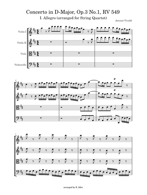 Concerto in D major, RV 549 No. 1 Allegro – Antonio Vivaldi