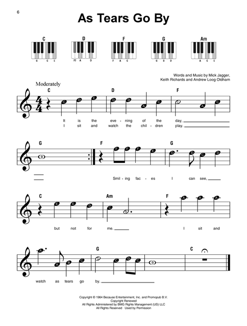 As Tears Go By - The Rolling Stones, Marianne Faithfull (Super Easy Piano)