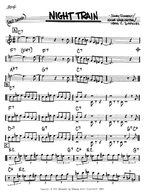 Night Train - Jimmy Forrest (Real Book - Melody-Chords)