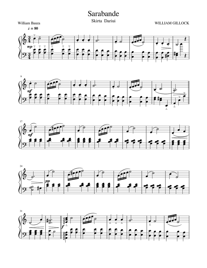 Sarabande - William Gillock Sheet Music for Piano (Solo