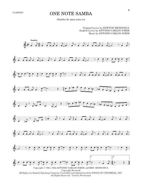 One Note Samba (Samba De Uma Nota So) - Pat Thomas (Clarinet Solo)