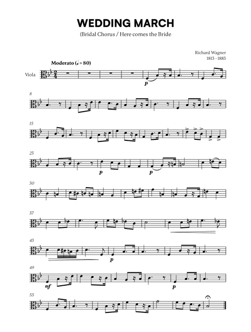 Richard Wagner - Wedding March (Here comes the Bride) (for Viola Solo) (Arr. Cadenza Editions) (Viola Solo)