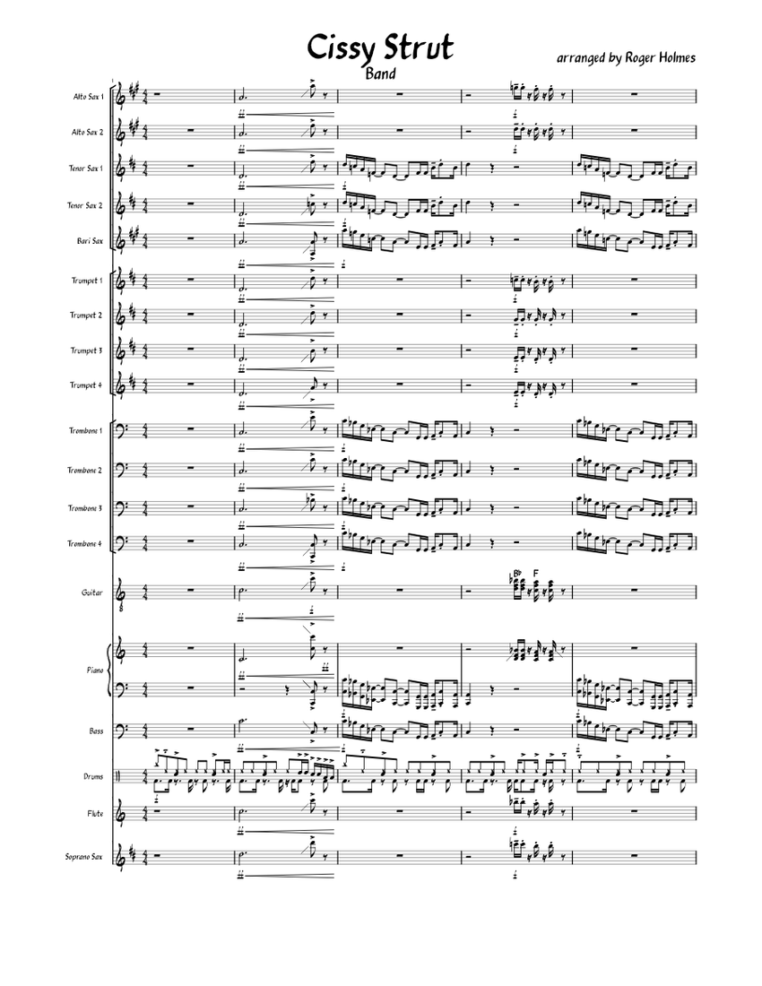 Cissy strut The Meters Cissy Strut Band The Meters Sheet music for