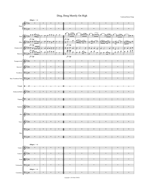 Ding Dong Merrily On High for Chorus and/or Orchestra (Arr. Ben TONES) - Traditional, Wedge (Choral, 4-Part)