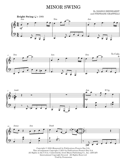 Minor Swing (arr. Brent Edstrom) - Django Reinhardt (Piano Solo)