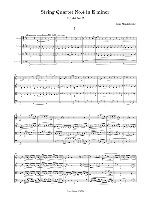 String Quartet No.4 in E minor, Op.44 No.2 – Felix Mendelssohn