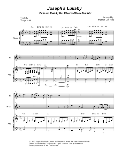 Joseph's Lullaby (Arr. Stephen DeCesare) - MercyMe (Instrumental Duet and Piano)
