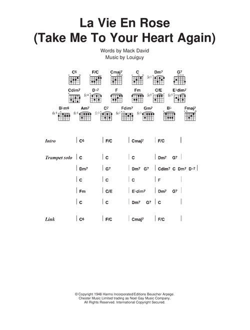 La Vie En Rose (Take Me To Your Heart Again) - Louis Armstrong (Guitar Chords-Lyrics)