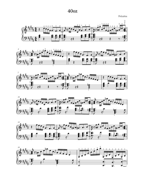 40oz (Arr. Polyphia) (Piano Solo)