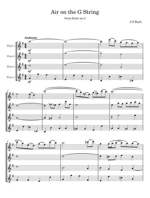 AIR (On the G String) - For Concert Band - J S Bach, G F Handel, W A Mozart