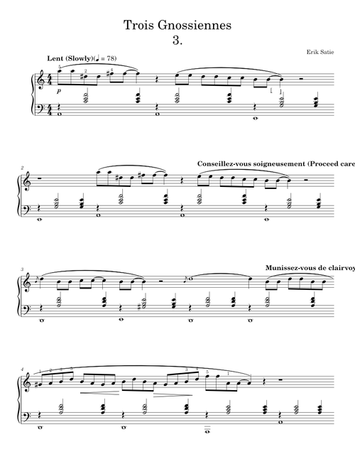 Gnossienne no 3 - Erik Satie (Piano Solo)